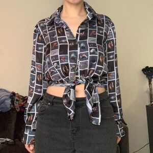 fashion brand company - cute fish silky shirt - xs/s